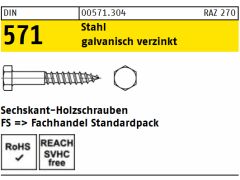 100 x DIN 571 Stahl 6 x 20 galv. verzinkt