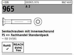 50 x DIN 965 Senkschrauben mit Innensechsrund M5 x 20 -T25 Edelstahl A2