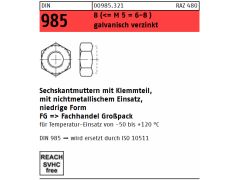 100 x Sechskantmutter DIN 985 Kl.6/8, M5 verzinkt
