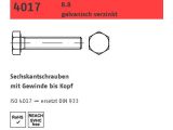 100 x Sechskantschrauben Vollgewinde ISO 4017 Kl.8.8,...