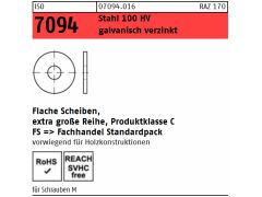 50 x Flache Scheiben extra große Reihe ISO 7094 Stahl verzinkt für M16