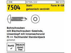 100 x Bohrschrauben Linsenkopf DIN 7504 N 3,5x16 -T15 verzinkt