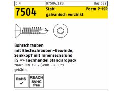 100 x Bohrschrauben Senkkopf DIN 7504 P 4,2x19 -T20 verzinkt