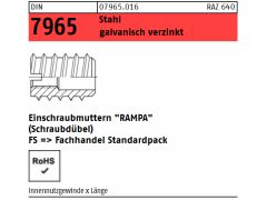 10 x DIN 7965 Einschraubmuffen "RAMPA" M4x8 verzinkt