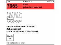 10 x DIN 7965 Einschraubmuffen RAMPA M6x12 verzinkt