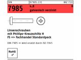 100 x Linsenschrauben mit Kreutzschlitz DIN 7985 Kl.4.8 M3x8 -H verzinkt