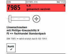 Schnäppchenartikel - 100 x Linsenschrauben mit Kreutzschlitz DIN 7985 Kl.4.8 M4x6 -H verzinkt