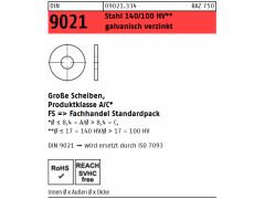 100 x Große Scheiben (Außen=3xInnenØ) DIN 9021 Stahl 13 verzinkt