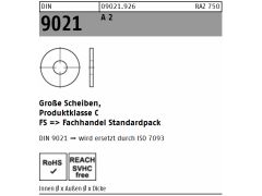 50 x Große Scheiben (Außen=3xInnenØ) DIN 9021 8,4 Edelstahl A2