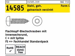 100 x ISO 14585 Stahl 3,5 x 19 -C-T15 galv. verzinkt passiviert
