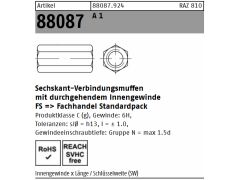 25 x Verbindungsmuffe/Langmutter Sechskant, Edelstahl A1/A2, M12x40 SW 19