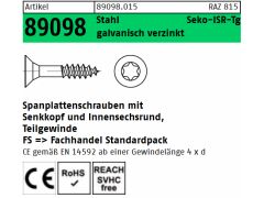 200 x Spanplattenschrauben Senkkopf CE  6 x 90/54 - T30 galv. verzinkt
