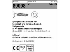 100 x Spanplattenschrauben Senkkopf CE 6 x 60 -T25 Vollgewinde Edelstahl A2