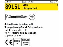 1000 x Schnellbauschraube Feingewinde 3,9 x 25 - H phosphatiert