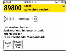 100 x Justierschraube Senkkopf Stahl 6 x 60 -T25 galv. verzinkt