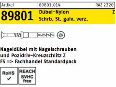 100 x Nageldübel Senkkopf Stahl verzinkt / Polyamid 6 x 80 -Z