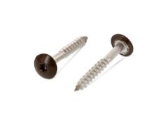 100 x Trespo / Fassaden Flachrundkopf-Holzschrauben Edelstahl A2 - 5,5X25 TX20 - RAL 8014 Sephiabraun