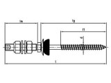 10 x Solarbefestiger mit Spitze und Faserzementdichtung A2 A 8,4X150/50 FZD Ø25
