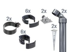 Zaunanschluss-Set 1020mm mit Bodenhülsen - Anthrazit