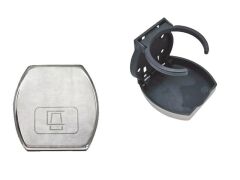 Getränkehalter mit Edelstahlabdeckung, klappbar A2/Kunststoff schwarz