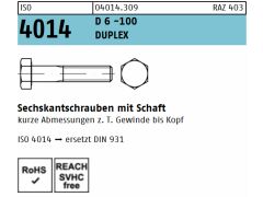 50 x Sechskantschrauben mit Schaft ISO 4014 Werkstoff: Duplex D6 M12x60