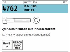 50 x Zyl. Schrauben mit ISK ISO 4762, Werkstoff Duplex D6 -100 M12x30