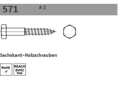 10 x DIN 571 A 2 Sechskant-Holzschrauben 12 x 160