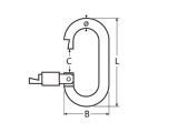 Karabinerhaken mit Sicherheitsmutter, oval A4  10x90mm
