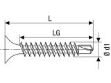 1000 x GIX-D Trompetenkopf mit Bohrspitze magaziniert, Phosphatiert 3,5x25