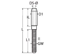 Mini-Terminal mit Linksgewinde, lang A4  2mm/M5L