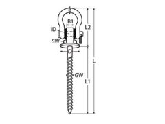 Schraube mit Schäkel, Holzgewinde, A4/PA 8x90mm, Schäkel 8mm