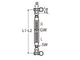 Wantenspanner offen Gabel-Gabel A4  M4, Bolzen 4mm