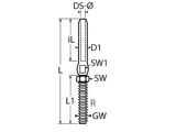 Terminal mit Linksgewinde A4  2mm/M4L inkl. Mutter