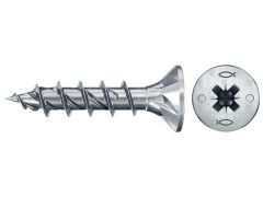 200 x fischer PowerFast II FPF II CZF 5,0x25 BC 200 Senkkopf mit Kreuzschlitz PZ Vollgewinde galvanisch verzinkt, blau passiviert