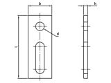 25 Stück Adapterbleche, 1 Rundloch 13 mm + 1 Langloch 9 mm Edelstahl A2 - 125X40X5