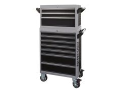 Werkstattwagen GALAXY + Werkstattwagenaufsatz GALAXY + Dosenhalter + Papierrollenhalter Schwarz/Silbergrau