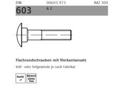 25 x DIN 603 A 2 Flachrundschrauben mit Vierkantansatz - M10 x 50