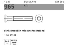 100 x DIN 965 Edelstahl A2  Senkschrauben mit Innensechsrund (TX) M 4 x 10 -T20