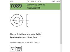 1000 x ISO 7089 Stahl verg. 300 HV feuerverzinkt Flache Scheiben, normale Reihe A, ohne Fase - 6