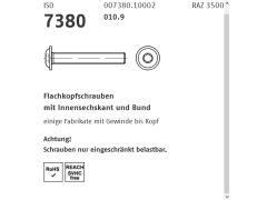 1000 x ISO 7380-2 010.9 Flachkopfschrauben mit Innensechskant und Bund - M3 x 8