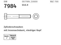 50 x DIN 7984 010.9 Zylinderschrauben mit Innensechskant, niedriger Kopf - M 16 x 35