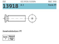 500 x ISO 13918 A 2 Form PT Gewindebolzen - PT M 5 x 16