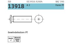 250 x ISO 13918 A 2 Form PT Gewindebolzen - Abmessung: PT M 5 x 30