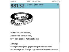 200 x  1.4547 (254 SMO) SP NORD-LOCK-Scheiben, paarweise verbunden, mit großer Auflagefläche -NL 8 SPSS