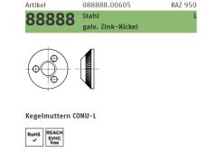 50 x Stahl galv. Zink-Nickel Kegelmuttern CONU-L - M 16