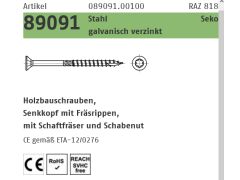 25 x Stahl CE Seko-T galvanisch verzinkt Holzbauschrauben CE Senkkopf, Innensechsrund - 10 x 320 -T40