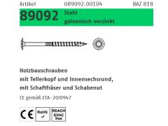25 x Stahl CE Tellerkopf-T galvanisch verzinkt Holzbauschrauben CE Tellerkopf, Innensechsrund, - 10 x 320 -T50