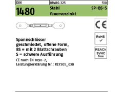 1 x Spannschlösser schwer m. Blattschrauben DIN 1480 M16 feuerverzinkt