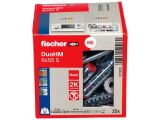 25 x fischer Hohlraumdübel DuoHM 6x55 (9,5-30mm) S,Panhead-Schraube TX
