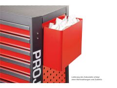 Zubehör Werkstattwagen mit Vierkantlochung Papierkorb Rot